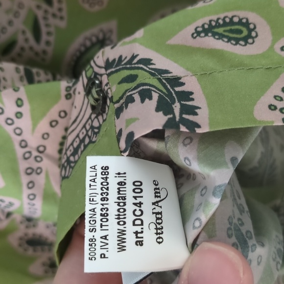 -Otto D'Ame Boxy Fit Boho Paisley Green Women's Top Made In Italy - Picture 7 of 7